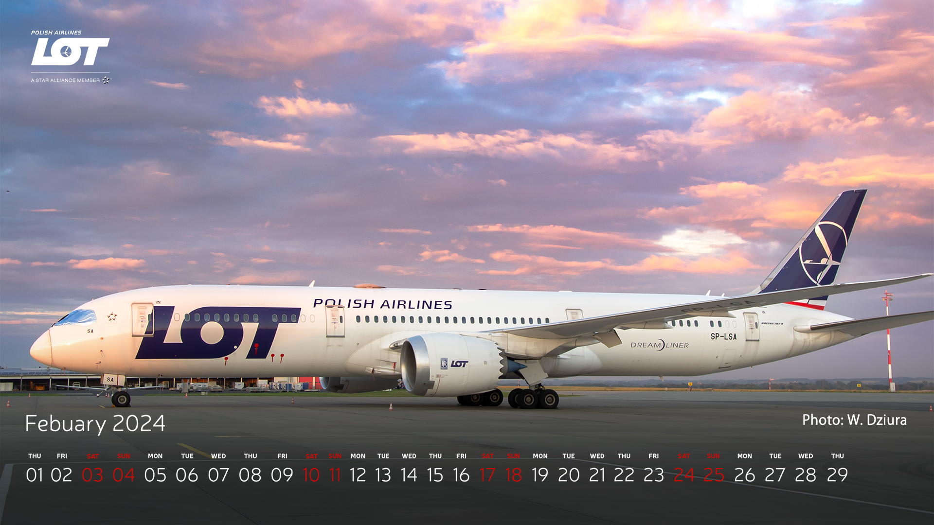 Dreamliner from the LOT fleet parked on the airport apron